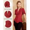 image:imageScarlet Darkness Womens Work Tops Elegant Renaissance Pirate Shirt Short Sleeve Victorian Peasant BlousesRed