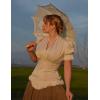 image:imageScarlet Darkness Womens Work Tops Elegant Renaissance Pirate Shirt Short Sleeve Victorian Peasant BlousesWhite