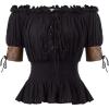image:imageBelle Poque Women Renaissance Off Shoulder Blouse Smocked Waist Pirate Shirt Peplum TopsBlack