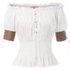 image:imageBelle Poque Women Renaissance Off Shoulder Blouse Smocked Waist Pirate Shirt Peplum TopsWhite