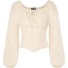 image:imageSCARLET DARKNESS Corset Tops for Women Elastic Neckline Renaissance Shirt Peasant BlouseBeige