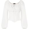 image:imageSCARLET DARKNESS Corset Tops for Women Elastic Neckline Renaissance Shirt Peasant BlouseWhite