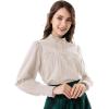 image:imageSCARLET DARKNESS Gothic Victorian Blouse Tops for Women 2026 Cotton Long Sleeve Renaissance ShirtLight Apricot