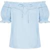 image:imageSCARLET DARKNESS Peasant Blouse for Women Off Shoulder Puff Sleeve Cotton Loose Summer TopsLight Blue