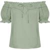 image:imageSCARLET DARKNESS Peasant Blouse for Women Off Shoulder Puff Sleeve Cotton Loose Summer TopsLight Green