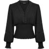image:imageSCARLET DARKNESS Renaissance Shirt Women Boho Long Sleeve V Neck Smocked Peasant TopsBlack