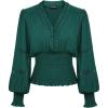 image:imageSCARLET DARKNESS Renaissance Shirt Women Boho Long Sleeve V Neck Smocked Peasant TopsBlue Green