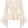 image:imageSCARLET DARKNESS Renaissance Shirt Women Peasant Blouse Bell Sleeve Off Shoulder Tops Pirate CostumeBeige