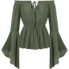 image:imageSCARLET DARKNESS Renaissance Shirt Women Peasant Blouse Bell Sleeve Off Shoulder Tops Pirate CostumeGreen