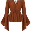 image:imageSCARLET DARKNESS Renaissance Shirt Women Peasant Blouse Bell Sleeve Off Shoulder Tops Pirate CostumeOrange