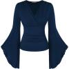image:imageScarlet Darkness Bell Sleeve Tops for Women Renaissance Shirt Pirate Peasant BlouseNavy Blue