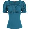 image:imageScarlet Darkness Peasant Tops for Women Vintage Puff Sleeve Square Neck Renaissance ShirtPeacock Blue