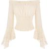 image:imageScarlet Darkness Renaissance Shirt Women Bell Sleeve Off The Shoulder Pirate Blouse Peasant Dressy TopBeige
