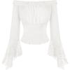 image:imageScarlet Darkness Renaissance Shirt Women Bell Sleeve Off The Shoulder Pirate Blouse Peasant Dressy TopWhite