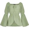 image:imageScarlet Darkness Renaissance Shirt Women Off Shoulder Bell Sleeve Tops Pirate Peasant BlouseLight Green