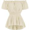 image:imageScarlet Darkness Renaissance Shirt Women Off Shoulder Short Sleeve Tops Summer Peasant Pirate Shirt Peplum BlouseLight Apricot