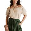 image:imageScarlet Darkness Renaissance Shirt Women Summer Off Shoulder Short Sleeve Peasant TopsApricot