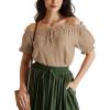image:imageScarlet Darkness Renaissance Shirt Women Summer Off Shoulder Short Sleeve Peasant TopsKhaki