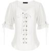 image:imageScarlet Darkness Renaissance Shirts for Women Summer Plus Size Laceup TopsWhite