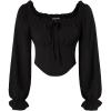 image:imageScarlet Darkness Vintage Corset Tops for Women Renaissance Blouse Off Shoulder Long Sleeve TopBlack