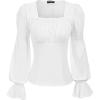 image:imageScarlet Darkness Women Peasant Blouse Long Puff Sleeve Ruffle Ruched Pirate Renaissance Corset Tops