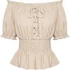 image:imageScarlet Darkness Women Renaissance Off Shoulder Blouse Smocked Waist Pirate Shirt Peplum TopsApricot