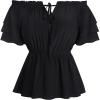 image:imageScarlet Darkness Women Renaissance Pirate Shirt Off Shoulder Blouse Ruffled Sleeve TopsBlack