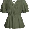 image:imageScarlet Darkness Women Renaissance Pirate Shirt Off Shoulder Blouse Ruffled Sleeve TopsOlive Green