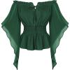 image:imageScarlet Darkness Women Renaissance Shirt Off Shoulder Bell Sleeve Smocked Waist Tops BlouseGreen