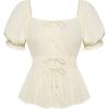 image:imageScarlet Darkness Women Renaissance Shirt Puff Sleeve Square Neck Peasant Pirate BlouseApricot