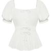 image:imageScarlet Darkness Women Renaissance Shirt Puff Sleeve Square Neck Peasant Pirate BlouseWhite