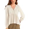 image:imageScarlet Darkness Womens Peasant Tops Fall V Neck Long Sleeve Casual Loose Babydoll Tops