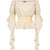 image:imageScarlet Darkness Womens Renaissance Shirt Ruffle Sleeve Off The Shoulder Peplum Blouse Peasant Dressy TopApricot