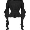 image:imageScarlet Darkness Womens Renaissance Shirt Ruffle Sleeve Off The Shoulder Peplum Blouse Peasant Dressy TopBlack