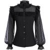 image:imageScarlet Darkness Womens Victorian Lace Tops Polka Dot Button Down Long Sleeve ShirtBlack
