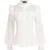 image:imageScarlet Darkness Womens Victorian Lace Tops Polka Dot Button Down Long Sleeve ShirtWhite