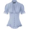 image:imageScarlet Darkness Womens Work Tops Elegant Renaissance Pirate Shirt Short Sleeve Victorian Peasant BlousesLight Blue