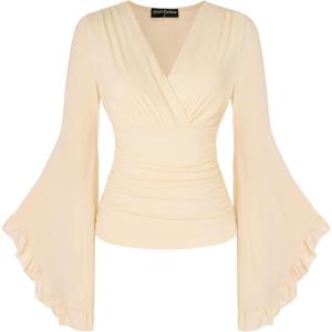 image:imageScarlet Darkness Bell Sleeve Tops for Women Renaissance Shirt Pirate Peasant BlouseApricot
