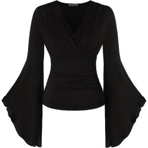 image:imageScarlet Darkness Bell Sleeve Tops for Women Renaissance Shirt Pirate Peasant BlouseBlack