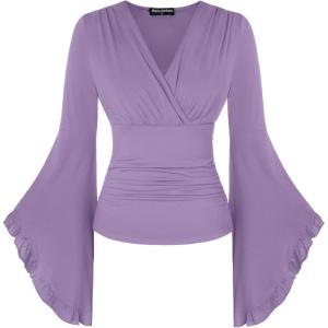 image:imageScarlet Darkness Bell Sleeve Tops for Women Renaissance Shirt Pirate Peasant BlouseLight Purple