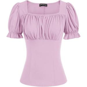 image:imageScarlet Darkness Peasant Tops for Women Vintage Puff Sleeve Square Neck Renaissance ShirtLight Lilac