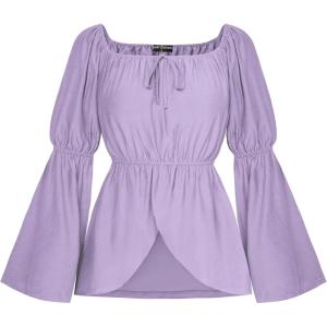 image:imageScarlet Darkness Renaissance Shirt Women Off Shoulder Bell Sleeve Tops Pirate Peasant BlouseLight Purple