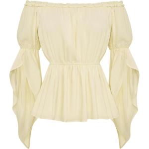 image:imageScarlet Darkness Renaissance Shirt for Women Bell Sleeve Peasant Tops and BlouseBeige