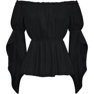 image:imageScarlet Darkness Renaissance Shirt for Women Bell Sleeve Peasant Tops and BlouseBlack