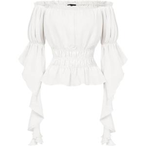 image:imageScarlet Darkness Womens Renaissance Shirt Ruffle Sleeve Off The Shoulder Peplum Blouse Peasant Dressy TopWhite
