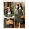 image:imageScarlet Darkness Colonial Dress  Womens Pioneer Prairie Dress with PocketsOlive Green