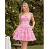 image:imageScarlet Darkness Floral Corset Dress Summer Mini Dresses for Women Teens 2026 Graduation Sundress with PocketPink