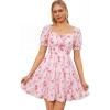 image:imageScarlet Darkness Floral Corset Mini Dress Women Teen Summer Off Shoulder Dress Graduation Cute Sundress with PocketsPink