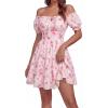 image:imageScarlet Darkness Floral Corset Mini Dress Women Teen Summer Off Shoulder Dress Graduation Cute Sundress with PocketsPink