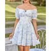 image:imageScarlet Darkness Floral Corset Mini Dress Women Teen Summer Off Shoulder Dress Graduation Cute Sundress with PocketsWhite Blue Floral